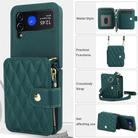 For Samsung Galaxy Z Flip3 Crossbody Rhombus Wallet Bag Folding Phone Case with Lanyard(Green) - 2
