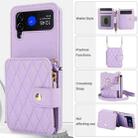For Samsung Galaxy Z Flip3 Crossbody Rhombus Wallet Bag Folding Phone Case with Lanyard(Light Purple) - 2
