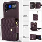 For Samsung Galaxy Z Flip3 Crossbody Rhombus Wallet Bag Folding Phone Case with Lanyard(Dark Purple) - 2