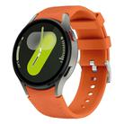 For Samsung Galaxy Watch 7 / 6 / 5 / 4 Silver Pin Buckle Leather Silicone Watch Band(Orange) - 1