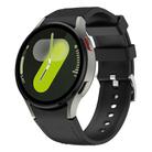 For Samsung Galaxy Watch 7 / 6 / 5 / 4 Silver Pin Buckle Leather Silicone Watch Band(Black) - 1
