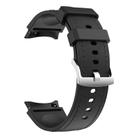 For Samsung Galaxy Watch 7 / 6 / 5 / 4 Silver Pin Buckle Leather Silicone Watch Band(Black) - 3