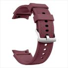 For Samsung Galaxy Watch 7 / 6 / 5 / 4 Silver Pin Buckle Leather Silicone Watch Band(Wine Red) - 3