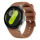 For Samsung Galaxy Watch 7 / 6 / 5 / 4 Silver Pin Buckle Leather Silicone Watch Band(Dark Brown) - 1