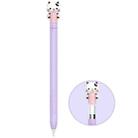 For Apple Pencil 1 LC129-1 Cartoon Anti-roll Silicone Protective Stylus Pen Case(Pink Purple Cow) - 1