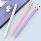 For Apple Pencil 1 LC129-1 Cartoon Anti-roll Silicone Protective Stylus Pen Case(Pink Purple Cow) - 2