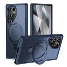 For Samsung Galaxy S24 Ultra 5G Skin Feel Magnetic Holder MagSafe Phone Case(Royal Blue) - 1