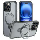 For iPhone 16 Pro Max Skin Feel Magnetic Holder MagSafe Phone Case(Grey) - 1