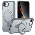 For iPhone 16e Skin Feel Magnetic Holder MagSafe Phone Case(Grey) - 1