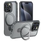 For iPhone 14 Pro Max Skin Feel Magnetic Holder MagSafe Phone Case(Grey) - 1