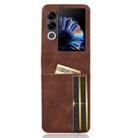 For ZTE nubia Flip2 Skin-feeling Half-split Card Slot Folding Phone Case(Brown) - 3
