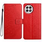 For OnePlus 13 Flower Embossed Leather Phone Case(Red) - 1