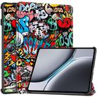 For OnePlus Pad 2 Custer Painted 3-Fold Holder Smart Leather Tablet Case(Graffiti) - 1