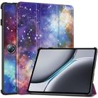For OnePlus Pad 2 Custer Painted 3-Fold Holder Smart Leather Tablet Case(Nebula Starry) - 1