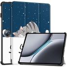 For OnePlus Pad 2 Custer Painted 3-Fold Holder Smart Leather Tablet Case(Lazy Cat) - 1