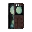 For Samsung Galaxy Z Flip5 5G ABEEL Ruyi Pattern 6D Micro Relief MagSafe Leather Phone Case(Brown) - 1