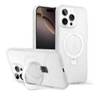 For iPhone 16 Pro Max Skin-feel Ring MagSafe Holder Phone Case(Transparent White) - 1