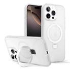 For iPhone 16 Pro Skin-feel Ring MagSafe Holder Phone Case(Transparent White) - 1