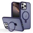 For iPhone 16 Pro Skin-feel Ring MagSafe Holder Phone Case(Dark Blue) - 1