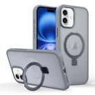 For iPhone 16 Plus Skin-feel Ring MagSafe Holder Phone Case(Titanium Gray) - 1