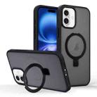 For iPhone 16 Skin-feel Ring MagSafe Holder Phone Case(Black) - 1