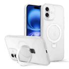 For iPhone 16 Skin-feel Ring MagSafe Holder Phone Case(Transparent White) - 1