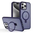 For iPhone 15 Pro Max Skin-feel Ring MagSafe Holder Phone Case(Dark Blue) - 1