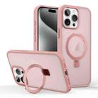 For iPhone 15 Pro Max Skin-feel Ring MagSafe Holder Phone Case(Pink) - 1