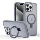 For iPhone 15 Pro Skin-feel Ring MagSafe Holder Phone Case(Titanium Gray) - 1