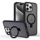 For iPhone 15 Pro Skin-feel Ring MagSafe Holder Phone Case(Black) - 1