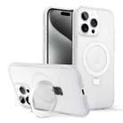 For iPhone 15 Pro Skin-feel Ring MagSafe Holder Phone Case(Transparent White) - 1