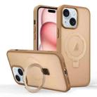 For iPhone 15 Plus Skin-feel Ring MagSafe Holder Phone Case(Desert Gold) - 1
