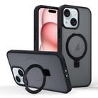 For iPhone 15 Plus Skin-feel Ring MagSafe Holder Phone Case(Black) - 1
