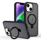 For iPhone 14 Plus Skin-feel Ring MagSafe Holder Phone Case(Black) - 1