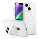 For iPhone 14 Plus Skin-feel Ring MagSafe Holder Phone Case(Transparent White) - 1