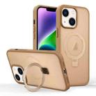 For iPhone 14 Skin-feel Ring MagSafe Holder Phone Case(Desert Gold) - 1