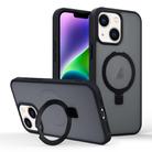 For iPhone 14 Skin-feel Ring MagSafe Holder Phone Case(Black) - 1