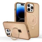 For iPhone 14 Pro Skin-feel Ring MagSafe Holder Phone Case(Desert Gold) - 1
