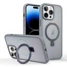 For iPhone 14 Pro Skin-feel Ring MagSafe Holder Phone Case(Titanium Gray) - 1
