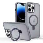 For iPhone 14 Pro Max Skin-feel Ring MagSafe Holder Phone Case(Titanium Gray) - 1