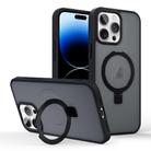 For iPhone 14 Pro Max Skin-feel Ring MagSafe Holder Phone Case(Black) - 1