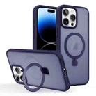 For iPhone 14 Pro Max Skin-feel Ring MagSafe Holder Phone Case(Dark Blue) - 1