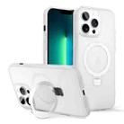 For iPhone 13 Pro Max Skin-feel Ring MagSafe Holder Phone Case(Transparent White) - 1