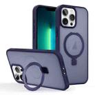 For iPhone 13 Pro Max Skin-feel Ring MagSafe Holder Phone Case(Dark Blue) - 1
