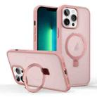 For iPhone 13 Pro Max Skin-feel Ring MagSafe Holder Phone Case(Pink) - 1