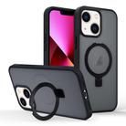 For iPhone 13 Skin-feel Ring MagSafe Holder Phone Case(Black) - 1