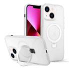 For iPhone 13 Skin-feel Ring MagSafe Holder Phone Case(Transparent White) - 1