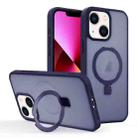 For iPhone 13 Skin-feel Ring MagSafe Holder Phone Case(Dark Blue) - 1