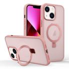 For iPhone 13 Skin-feel Ring MagSafe Holder Phone Case(Pink) - 1