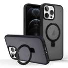 For iPhone 12 Pro Skin-feel Ring MagSafe Holder Phone Case(Black) - 1